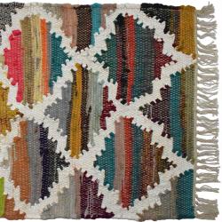 Dhurrie rug, recycled cotton & polyester Moroccan style handwoven 60x90cm