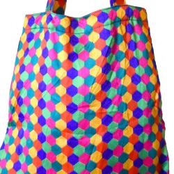 Shopper, recycled multicoloured brocade honeycomb design fabric 36 x 40cms