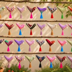 Hanging Decoration Recycled Textile, Bird Assorted Designs