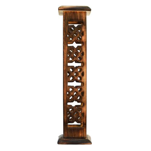 Incense holder, mango wood tower, Celtic design