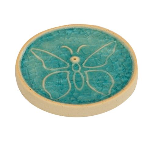 Incense holder, butterfly design, 8.5cm diameter