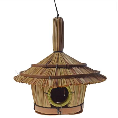 Cogon grass hanging bird house, round