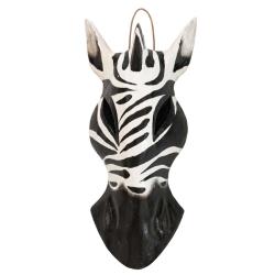 Mask Albesia Wood Zebra Black Stripes on White 20cm