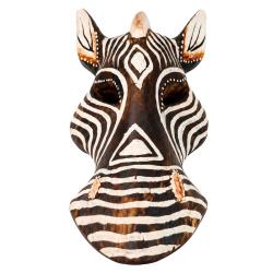 Mask Albesia Wood Zebra White Stripes on Brown 20cm