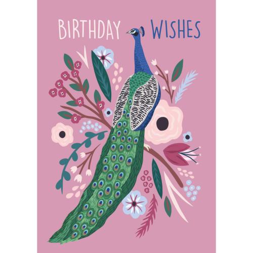 Birthday card "Floral Forest Peacock" 12x17cm