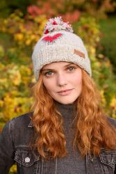 Heart Roll Back Bobble Beanie