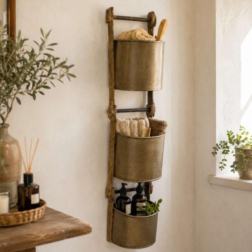 Planter / Storage Bins Retro Recycled Water Wheel Buckets