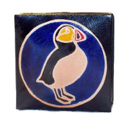 Leather coin purse puffin