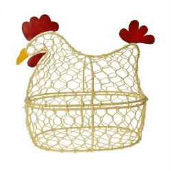 Hen shaped egg basket recycled metal