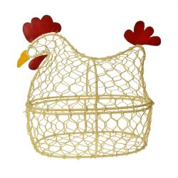 Hen shaped egg basket metal 28 x 26 x 15cm