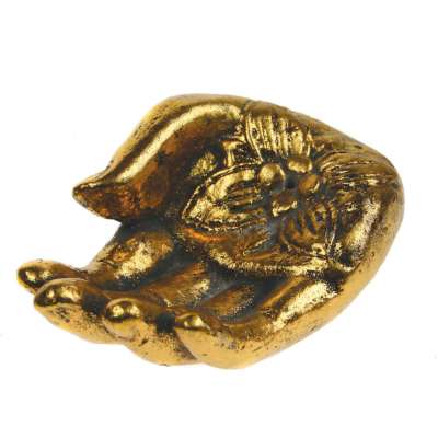 Incense holder hand shape, gold colour