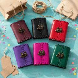 Mini Recycled Leather Notebooks, Set of 36 in Six Colours