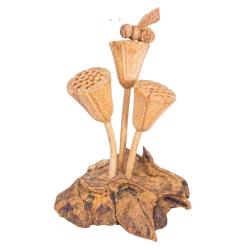 Handcrafted Wooden Bee on Lotus Seed Pods