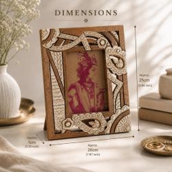 Photo Picture Frame Hand Carved Wood Cutout 4x6 inch Photo