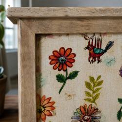 Key Cabinet Hand Painted Wood Storage Chest Floral 20x9x25cm