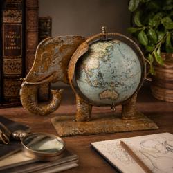Elephant Globe Ornament Vintage Style World Globe On Stand