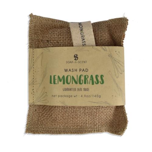 Handmade Lemongrass Soap wash pad with natural jute, palm oil free