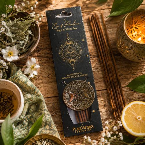 Incense Sticks and Burner Esoteric Eye of Providence, Sage and White Tea