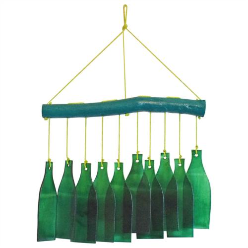 Mobile, recycled glass, 10 bottles green