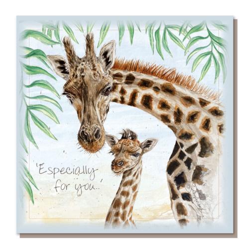 Greetings card, "Especially for you", Giraffes
