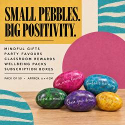 Live your life pebbles, set of 50, 5 designs