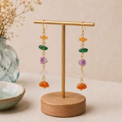 Earrings with Hanging Gemstones 1 x 5cm