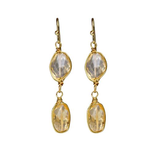 Earrings double drop citrine