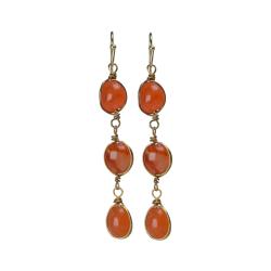 Earrings double drop carnelian