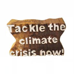 Printing block, 'Tackle the climate crisis!'