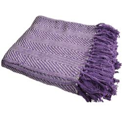 Throw/Bedspread Soft Recycled Material Chevron Design Lilac 150x125cm