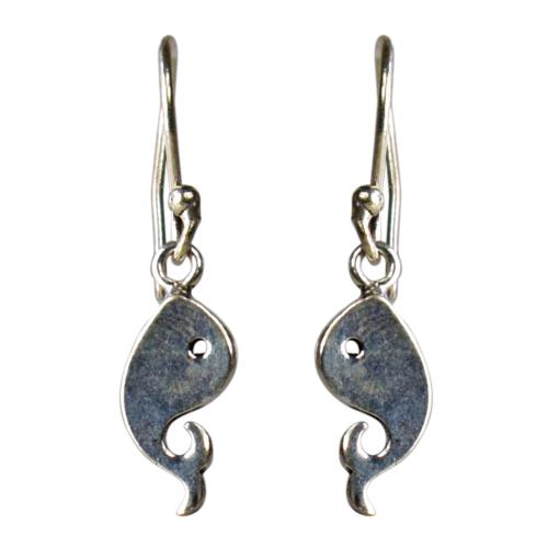 Earrings, silver colour, Whale