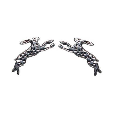 Ear studs, Silver coloured Hares 1 (L) x 3 (W) cm