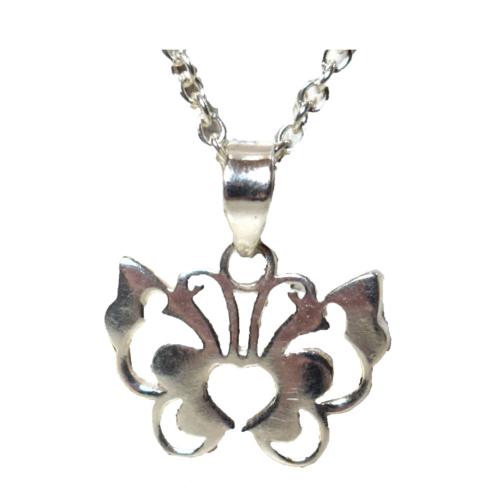 Necklace, Silver coloured Butterfly pendant, 52cm Motif 1.5 (L) x 2 (W) cm