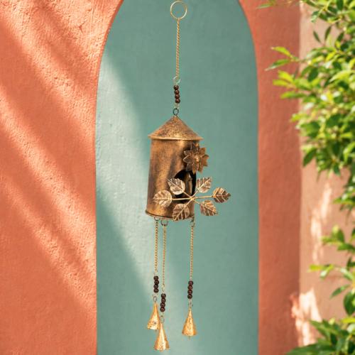 Bird House Metal Wind Chime with 3 Bells