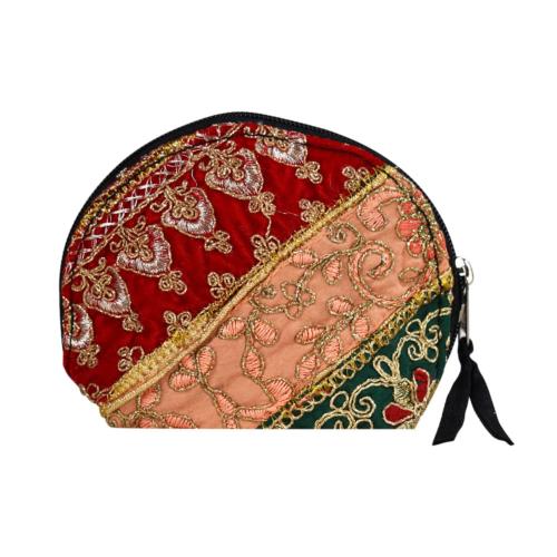 Coin Purse, Recycled Patchwork Saris, assorted colours 13 x 12cm 
