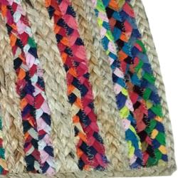 Rug/doormat, recycled cotton & jute rainbow multi coloured 35x60cm