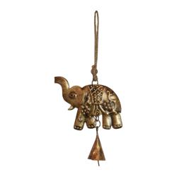 Hanging bell recycled wrought iron, elephant 10 x 13cm