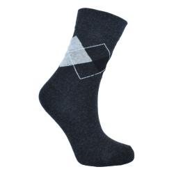 Socks Recycled Cotton / Polyester Argyle Grey Black Shoe Size UK 7-11 Mens