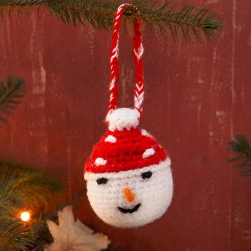 Hanging Hand Knitted Snowman Christmas Decoration Red Hat