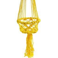 Hanging basket, macrame yellow 17cm diameter