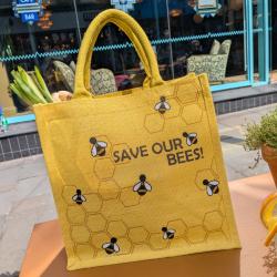 Jute shopping bag yellow Save Our Bees