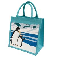 Jute shopping bag, penguin and chick
