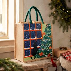Jute Gift / Shopping Bag, Cat in Window 30x30cm