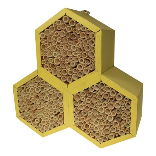 Triple hexagonal Bee/Bug Hotel in Yellow, 27 x 27cm