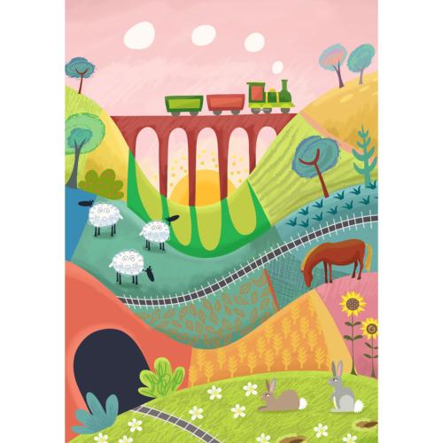 Greetings card "Train in the distance" 12x17cm