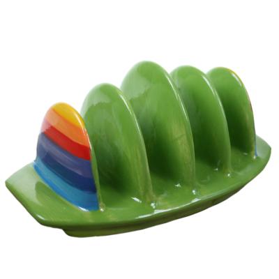 Toast rack curved shape rainbow stripes ceramic hand painted 