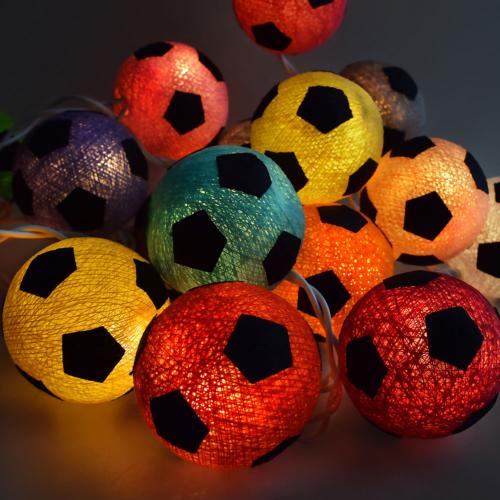String lights, cotton football x 20, assorted colours, BATTERY operated