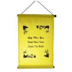 Hanging banner Help More Bees, yellow 27x40cm