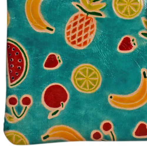 Leather wallet / purse, fruits design, 18x10cm