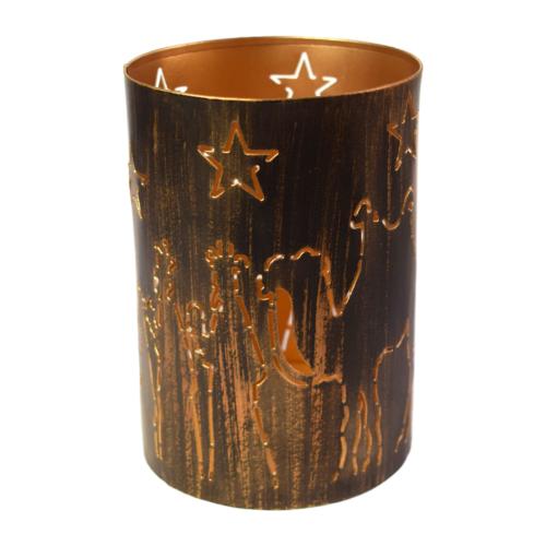 Metal Die Cut Candle Holder, Nativity, 15cm height